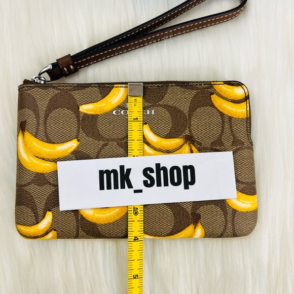 COACH Signature Corner Zip Wristlet Banana Print - Picture 9 of 12